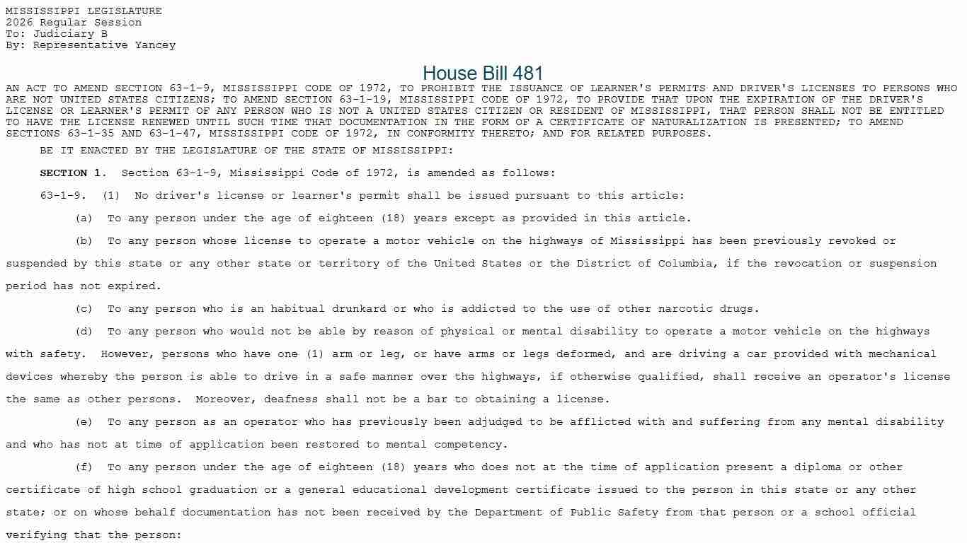 HB 481 (As Introduced) - 2026 Regular Session