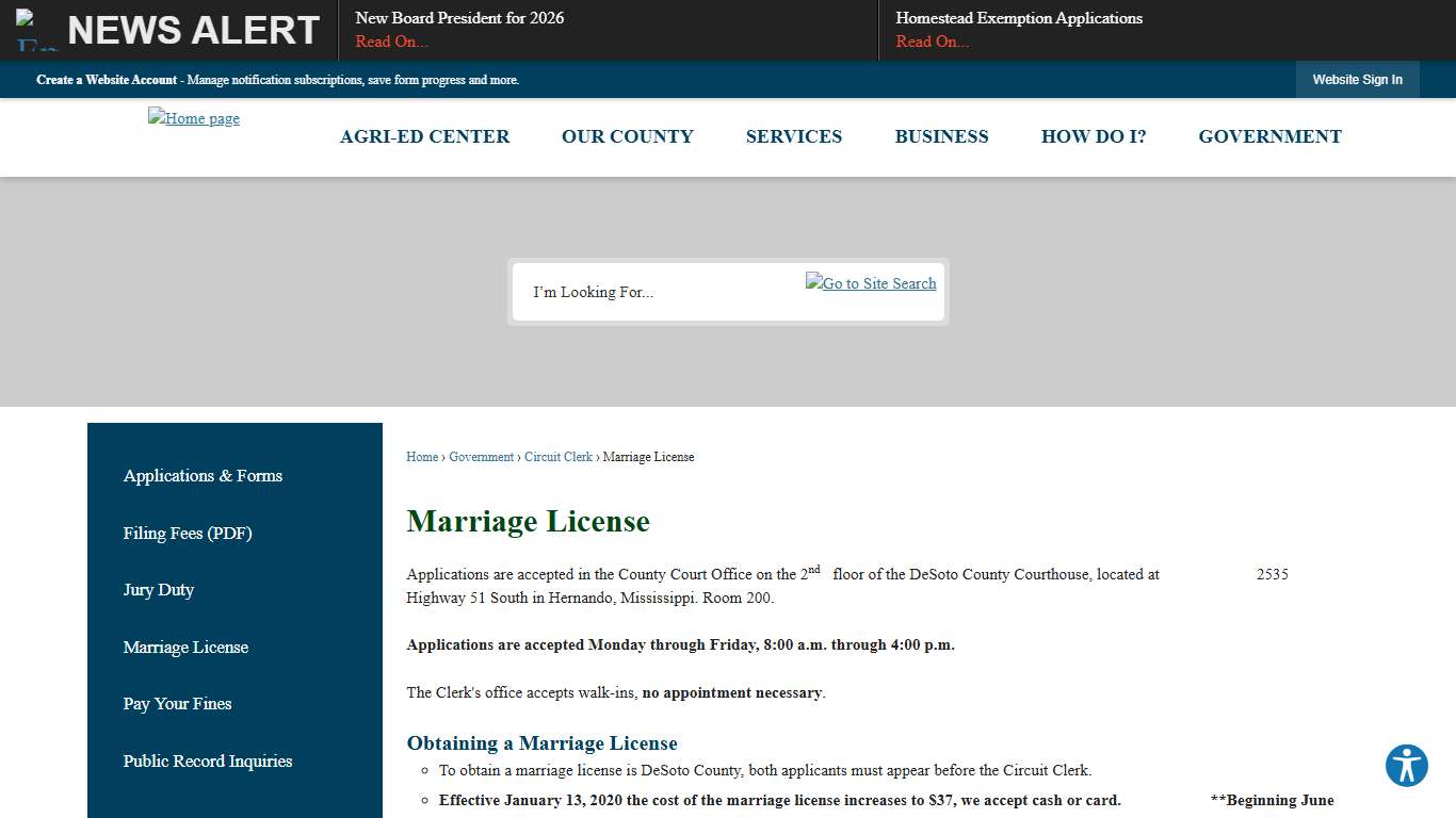 Marriage License | DeSoto County, MS - Official Website
