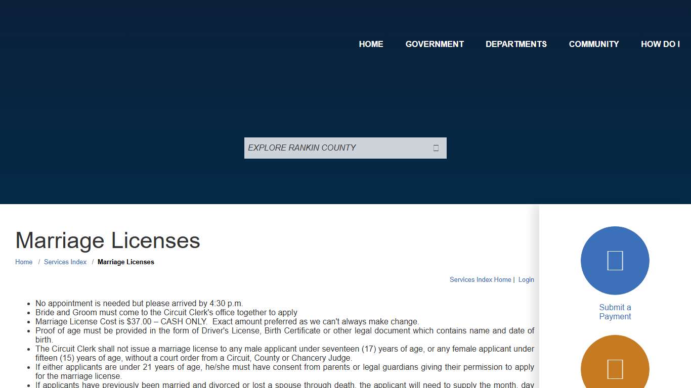 Services Index / Marriage Licenses / Rankin County, Mississippi